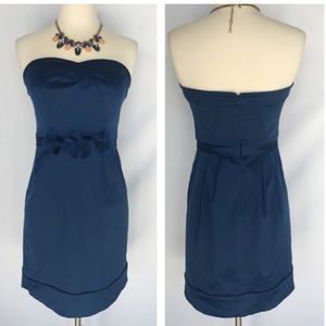 BCBG strapless deep blue satin dress size 6